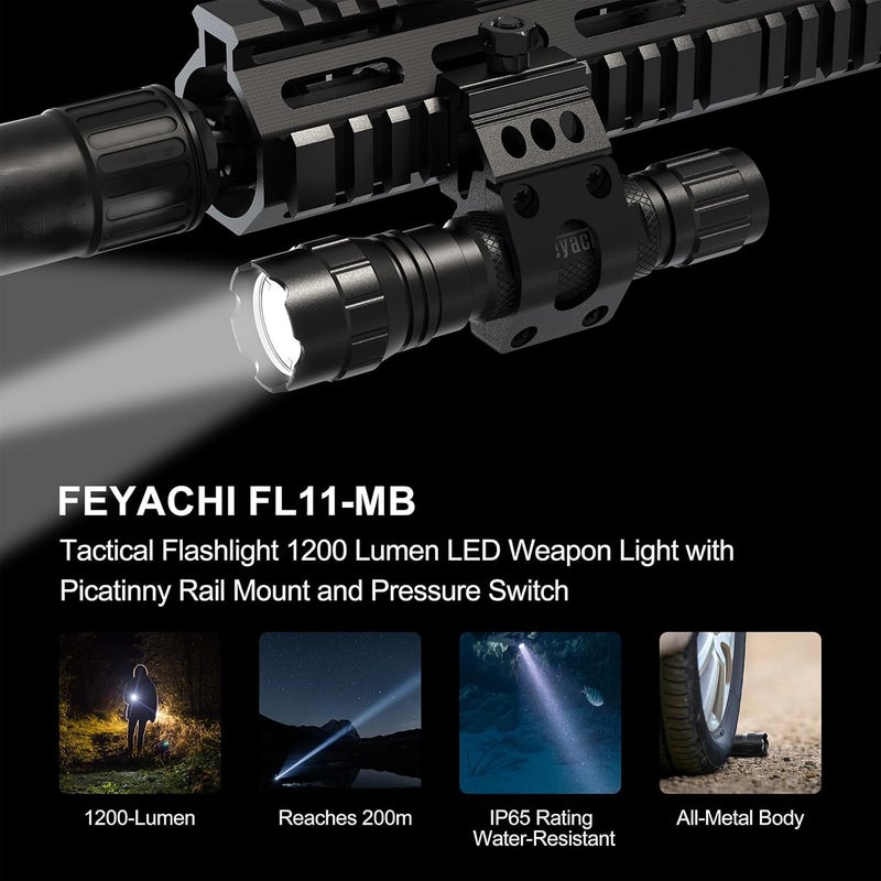 Feyachi Tactical Flashlight LED Weapon Light 1200 Lumen with Picatinny/M Lock Rail Mount and Pressure Switch Included - Image 2